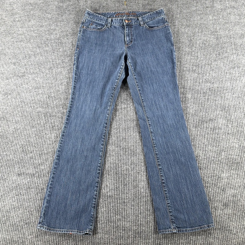 Eddie Bauer Curvy Bootcut Jeans Womens 10 Long Blue Wash Mid Rise Stretch Denim